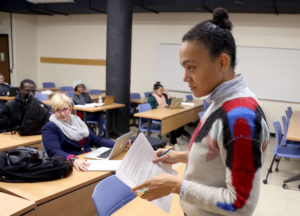 Professor Sandrine Colard teaching Arts of Africa.