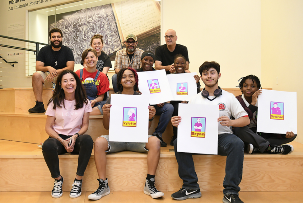 Pictured:  ACM Faculty and ACM students with local high school students at Express Newark.